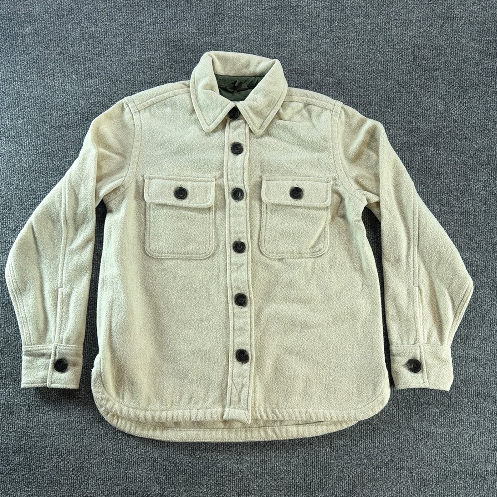 Free Assembly Womens Cream Wool Blend Shirt Jacket Shacket XS Fall Cozy Chunky